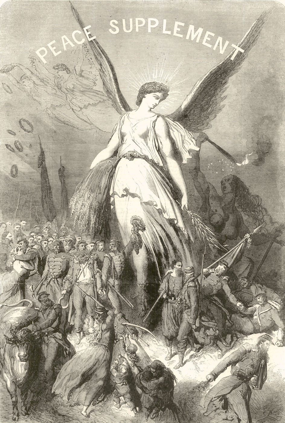 Peace Supplement title page. Crimean War. Angel 1856 old antique print picture
